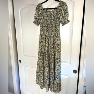 Like new Max Studio floral printed smocked maxi dress, Small